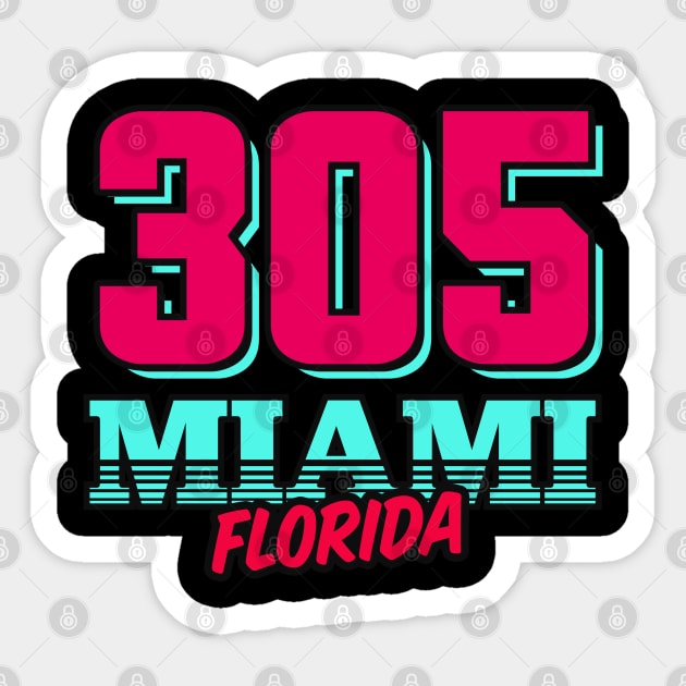 Retro Miami Florida 305 Sticker by TextTees